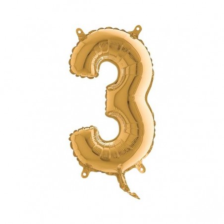 PALLONE NUMERO 3 MYLAR 36cm ORO