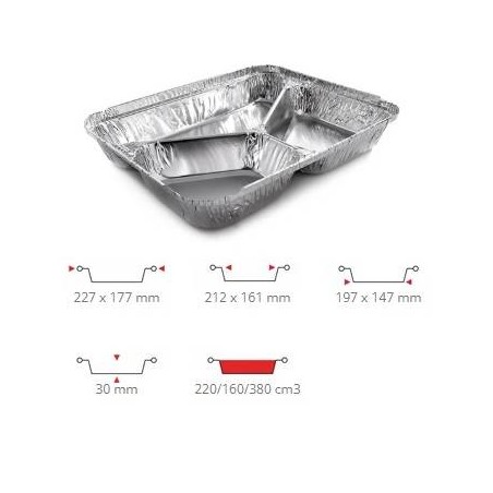 TEGLIA ALLUMINIO R81L 3 SCOMPARTI 100PZ CONTITAL