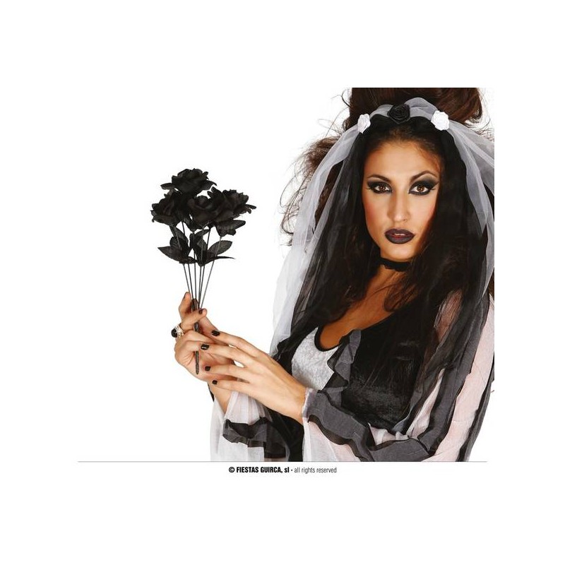 MAZZO ROSE NERE 35cm 6 FIORI