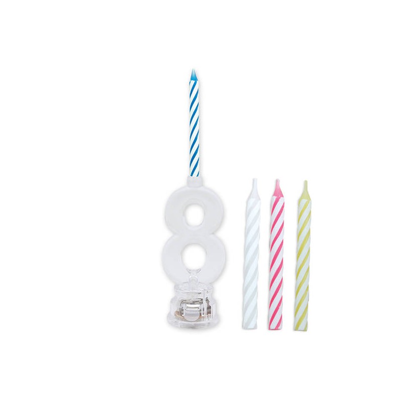 CANDELINA NUMERO PLASTICA C/LED COLOR N°8