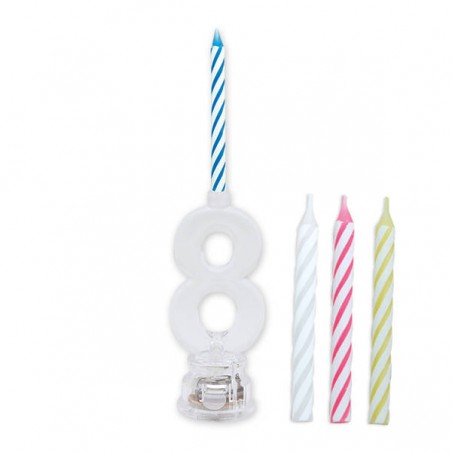 CANDELINA NUMERO PLASTICA C/LED COLOR N°8