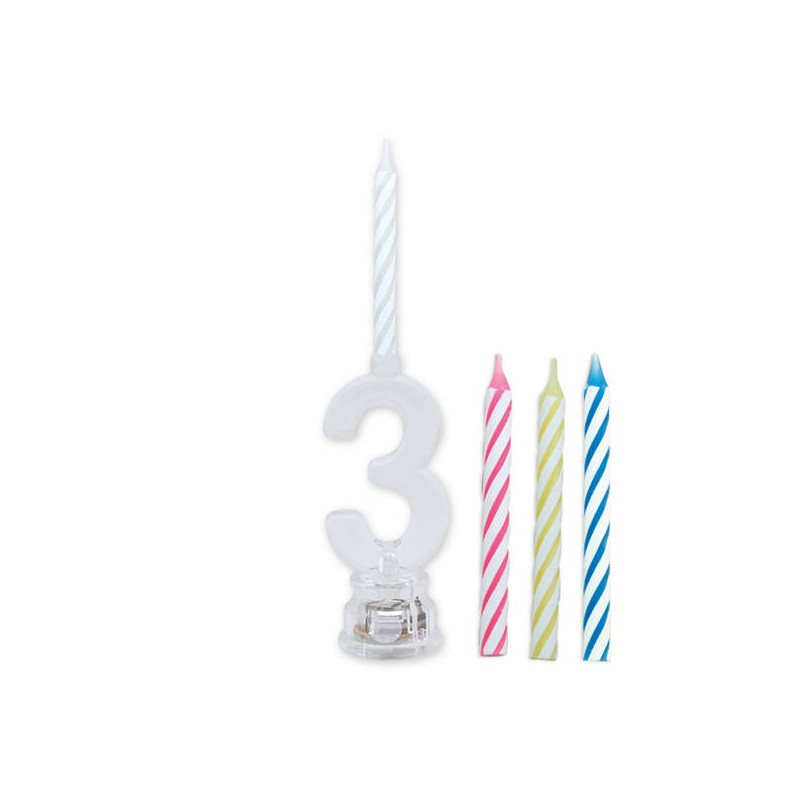 CANDELINA NUMERO PLASTICA C/LED COLOR N°3
