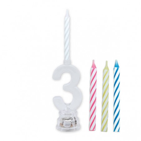 CANDELINA NUMERO PLASTICA C/LED COLOR N°3