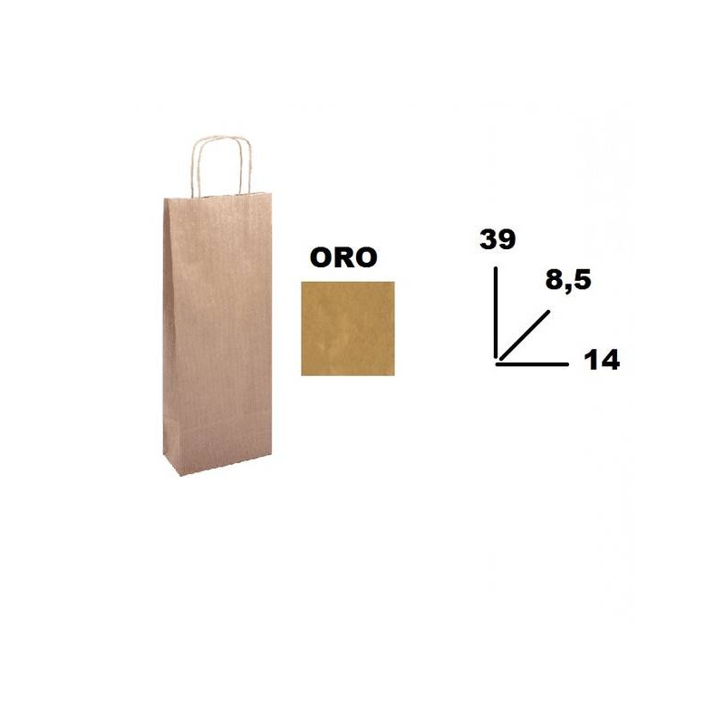 BORSA CARTA COLOR BOTTIGLIA MIS.14+8,5x39cm ORO 553