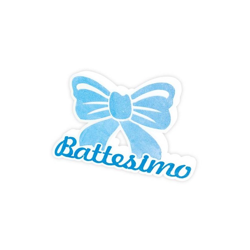 SCRITTA IN POLISTIROLO BATTESIMO CELESTE FIOCCO 36x23x5cm
