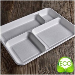 VASSOIO 4 SCOMPARTI POLPA BIO COMPOSTABILE 27x37cm 20pz