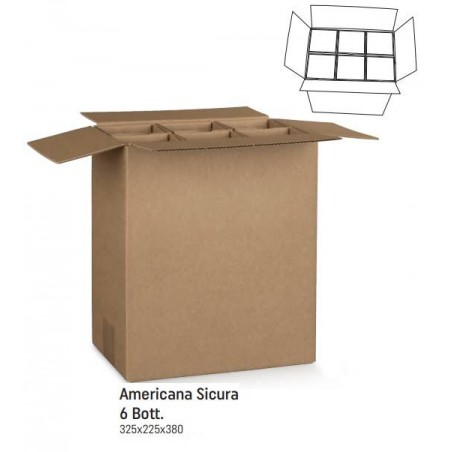 SCATOLA AMERICANA SICURA PORTA 6 BOTTIGLIE 32,5x22,5x38cm
