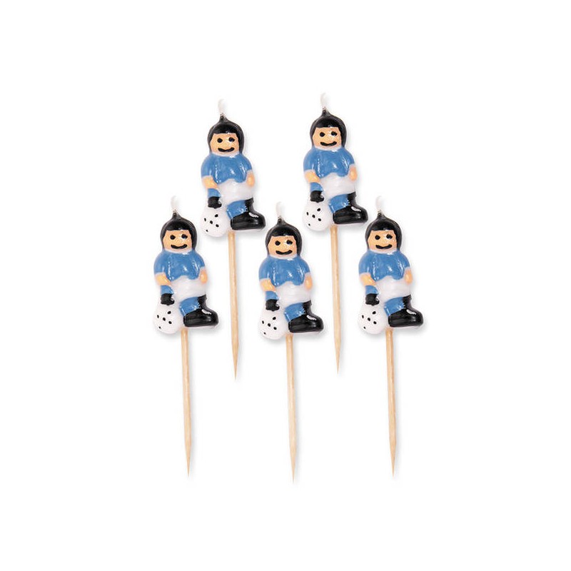CANDELINE CALCIATORI BIANCOAZZURRI 5pz