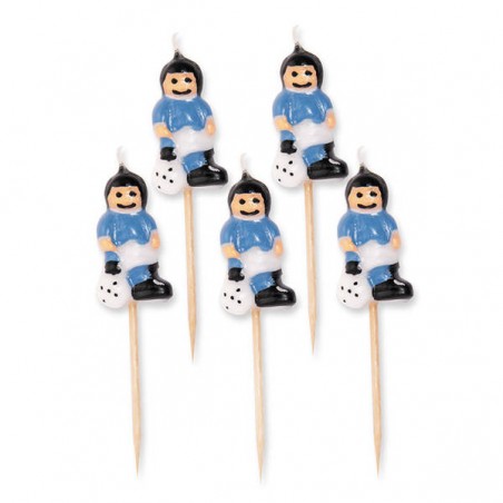 CANDELINE CALCIATORI BIANCOAZZURRI 5pz