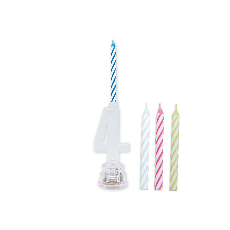 CANDELINA NUMERO PLASTICA C/LED COLOR N°4