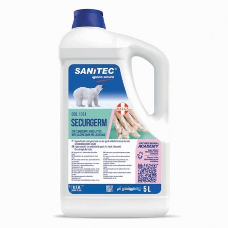 SAPONE MANI LIQUIDO SECURGERM ANTIBATTERICO NON PROFUMATO 5kg SANITEC