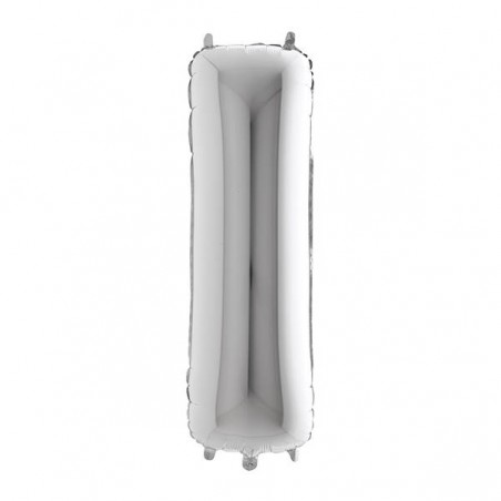 PALLONE MYLAR LETTERA I 40 102cm SILVER