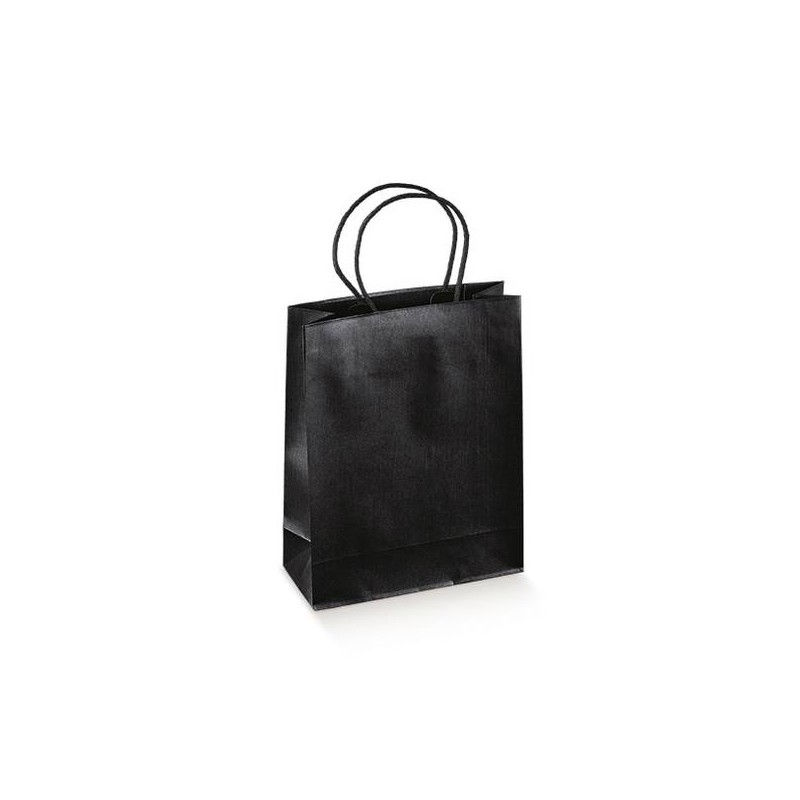 SHOPPER SETA NERO MANICO CORDA C/FONDO SEP. 19x9x38