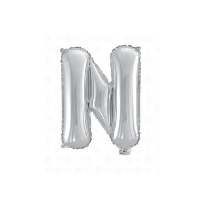 LETTERA N MYLAR SILVER 16 40cm