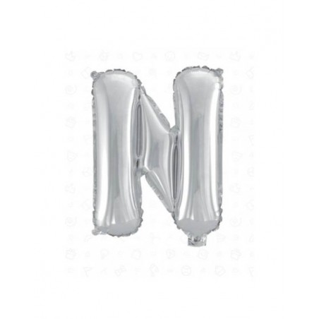 LETTERA N MYLAR SILVER 16 40cm