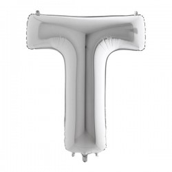 LETTERA T MYLAR SILVER 16 40cm