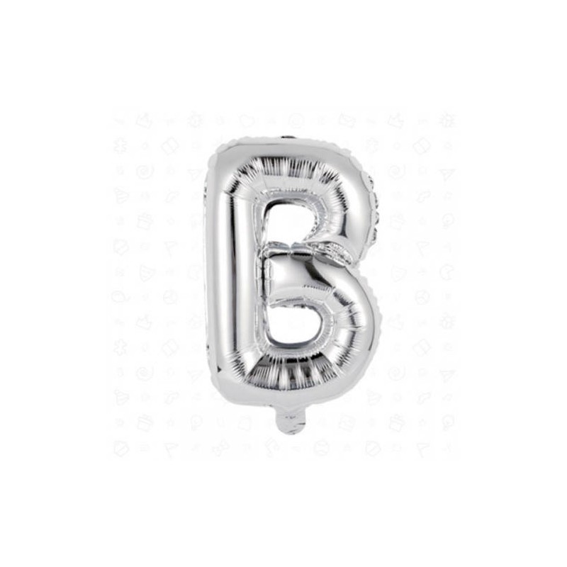 LETTERA B MYLAR SILVER 16 40cm