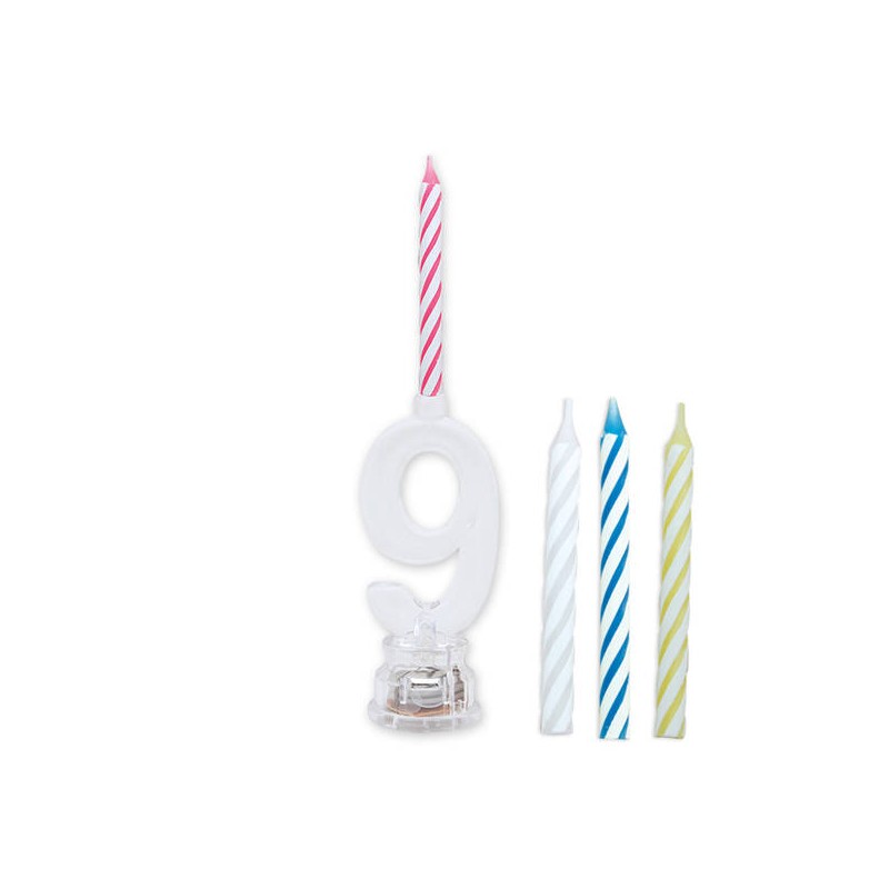 CANDELINA NUMERO PLASTICA C/LED COLOR N°9