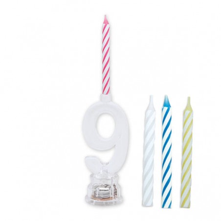 CANDELINA NUMERO PLASTICA C/LED COLOR N°9