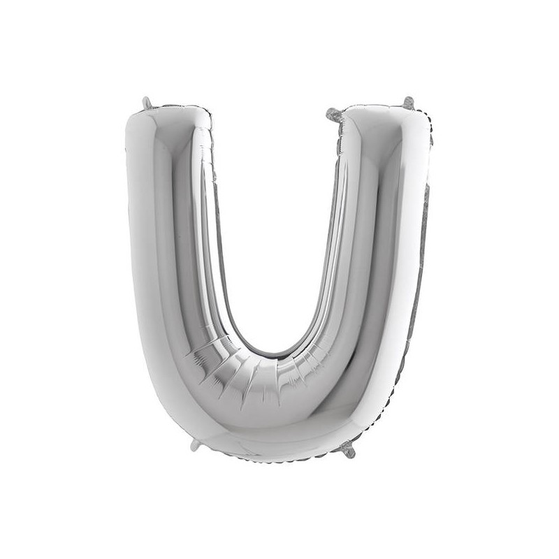 PALLONE MYLAR LETTERA U 40 102cm SILVER