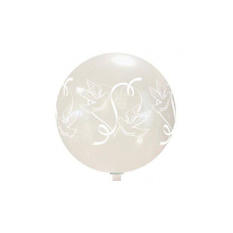 PALLONE MONGOLFIERA 36 BIANCA COLOMBE E CUORI