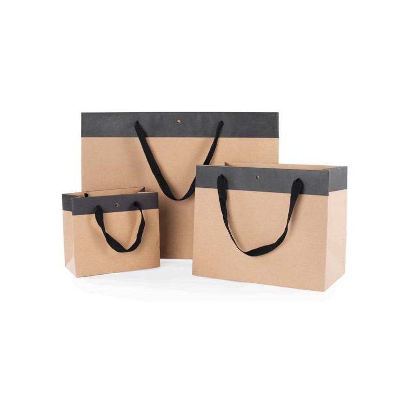 SHOPPER KRAFT CHIC AVANA CON BORDO NERO 24+14x19,5cm