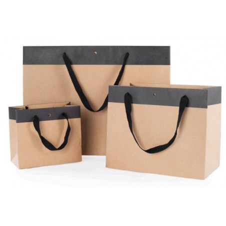 SHOPPER KRAFT CHIC AVANA CON BORDO NERO 24+14x19,5cm