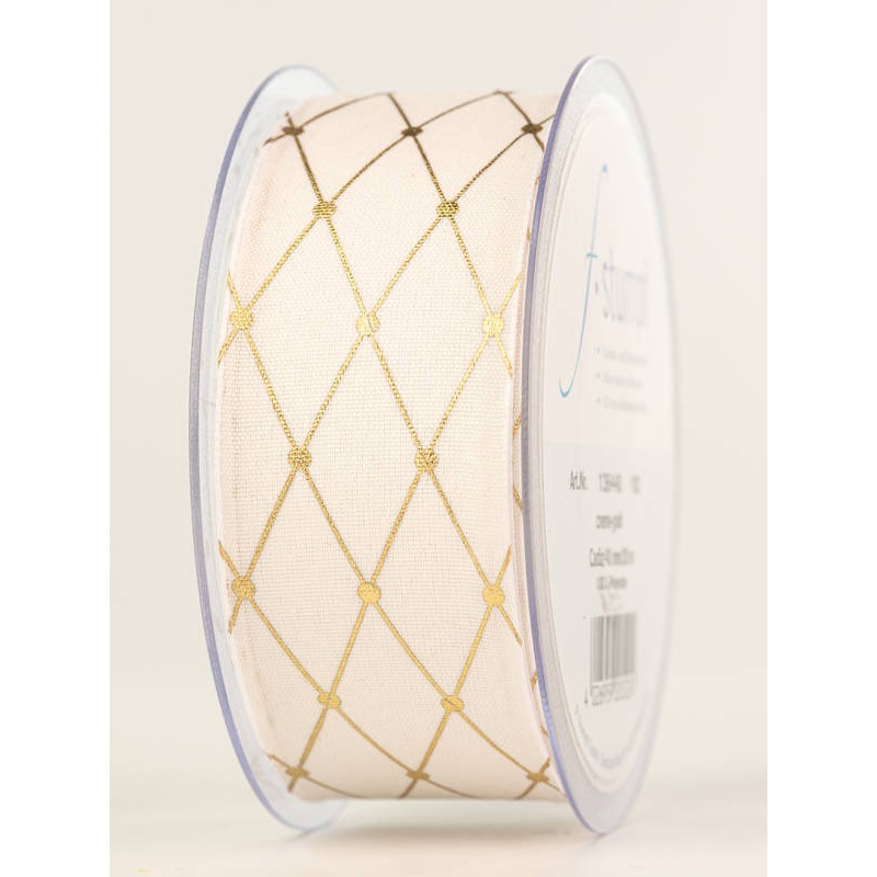 NASTRO TESSUTO CADIZ mm40x20mt CREMA-ORO