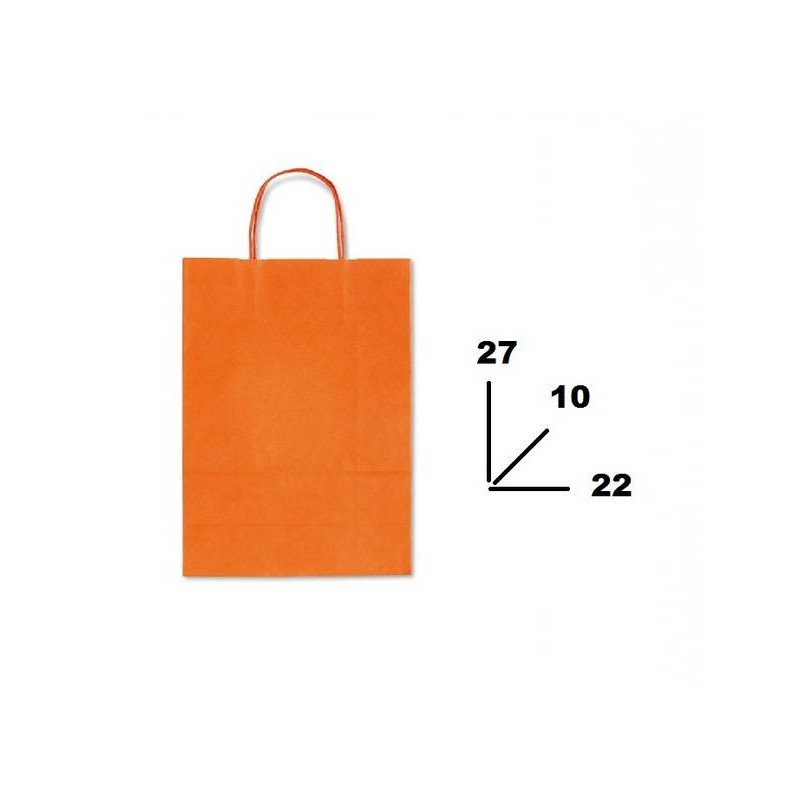 BORSA CARTA COLOR MIS.22+10x27cm ARANCIONE 488