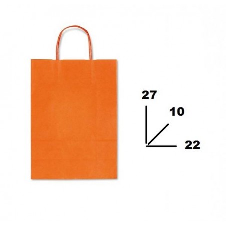 BORSA CARTA COLOR MIS.22+10x27cm ARANCIONE 488