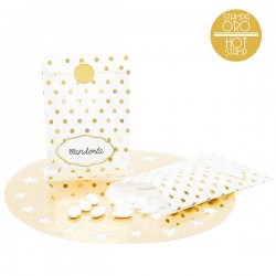 SACCHETTI CARTA POIS ORO 13X20cm 8pz