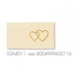 BIGLIETTINO BOMBONIERA 45x25mm CUORI AVORIO 20pz