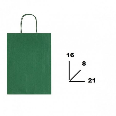 BORSA CARTA COLOR MIS.16+8x21cm VERDE SCURO 560