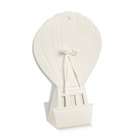 MONGOLFIERA CARTONCINO MATELASSè BIANCO 6x4x14,5cm 10pz