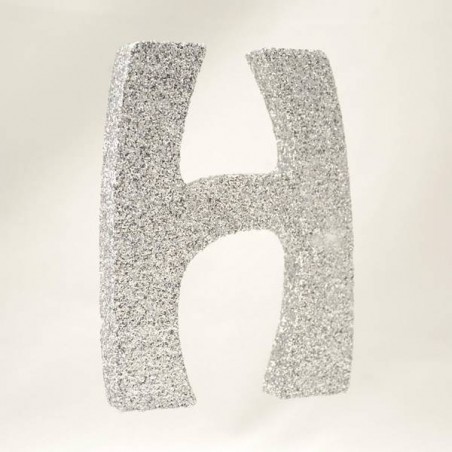 LETTERA POLISTIROLO GLITTER ARGENTO mm120x90 H