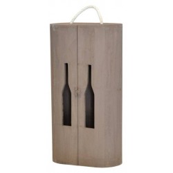 CASSETTA 2 BOTTIGLIE LEGNO  C/FIN SAGOMATA TORTORA CASL1906