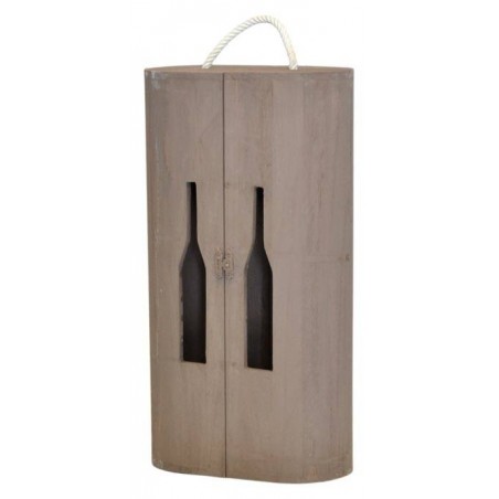 CASSETTA 2 BOTTIGLIE LEGNO  C/FIN SAGOMATA TORTORA CASL1906