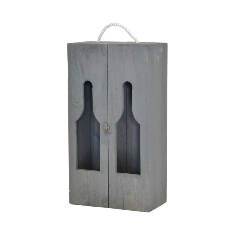 CASSETTA 2 BOTTIGLIE LEGNO C/FIN SAGOMATA GRIGIO CASL1578