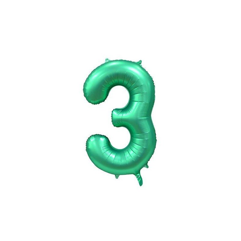 PALLONE NUMERO 3 MYLAR 86cm 34 VERDE SATIN