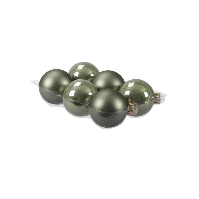 PALLINE VETRO ø80mm VERDE GRANITO 6pz