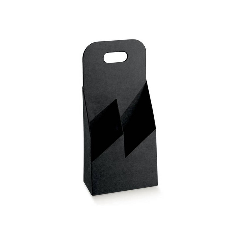 CESTELLO 2 BOTTIGLIE 13x6,5x29cm KRAFT NERO