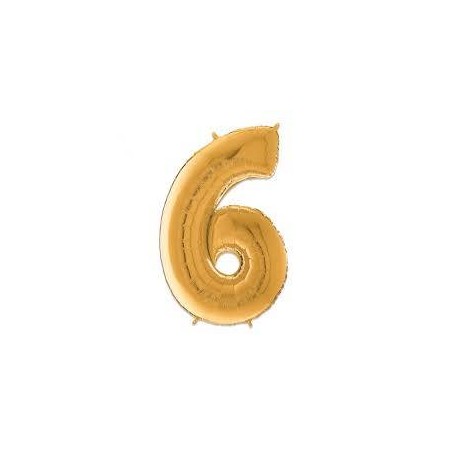 PALLONE NUMERO 6 MYLAR 66cm 26 ORO