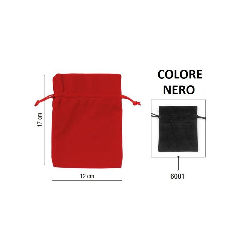 VELVET BAGS SACCHETTI VELLUTO 12x17cm 6001-NERO 5pz