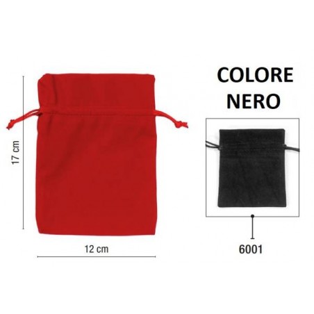 VELVET BAGS SACCHETTI VELLUTO 12x17cm 6001-NERO 5pz