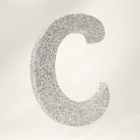 LETTERA POLISTIROLO GLITTER ARGENTO mm120x90 C