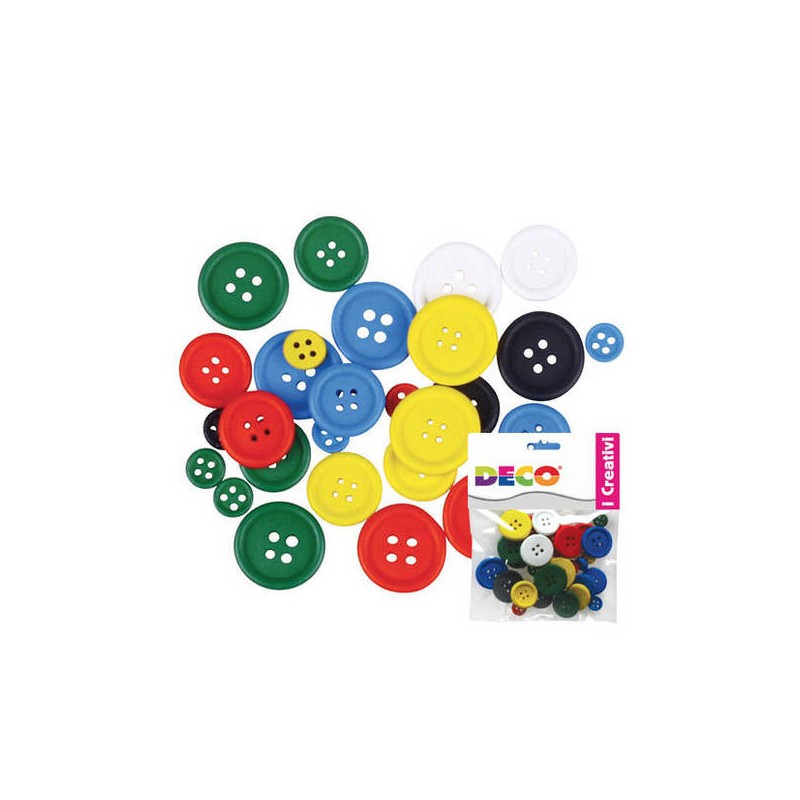 BOTTONI IN LEGNO ASSORTITI 30pz COLORI PASTELLO