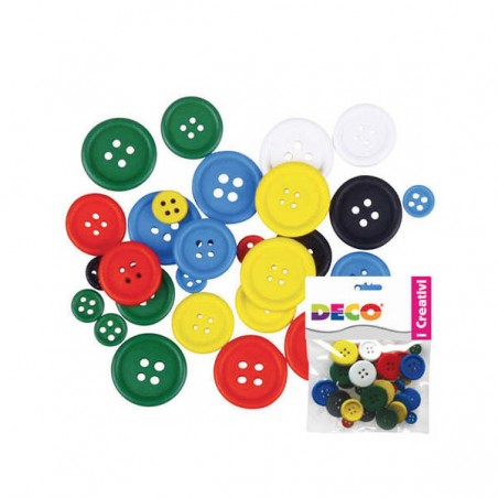 BOTTONI IN LEGNO ASSORTITI 30pz COLORI PASTELLO