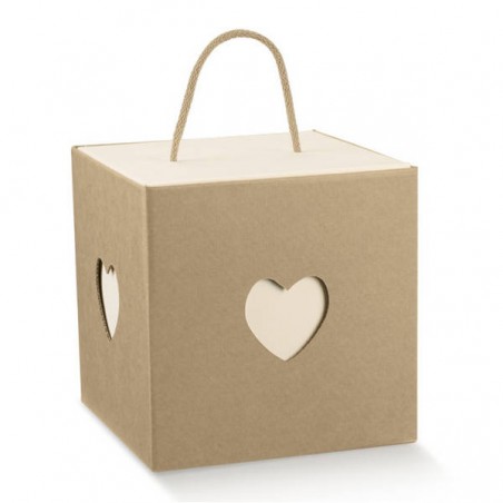 SCATOLA IN C/CORDINO AVANA 24,5x24,5x18cm CUORE