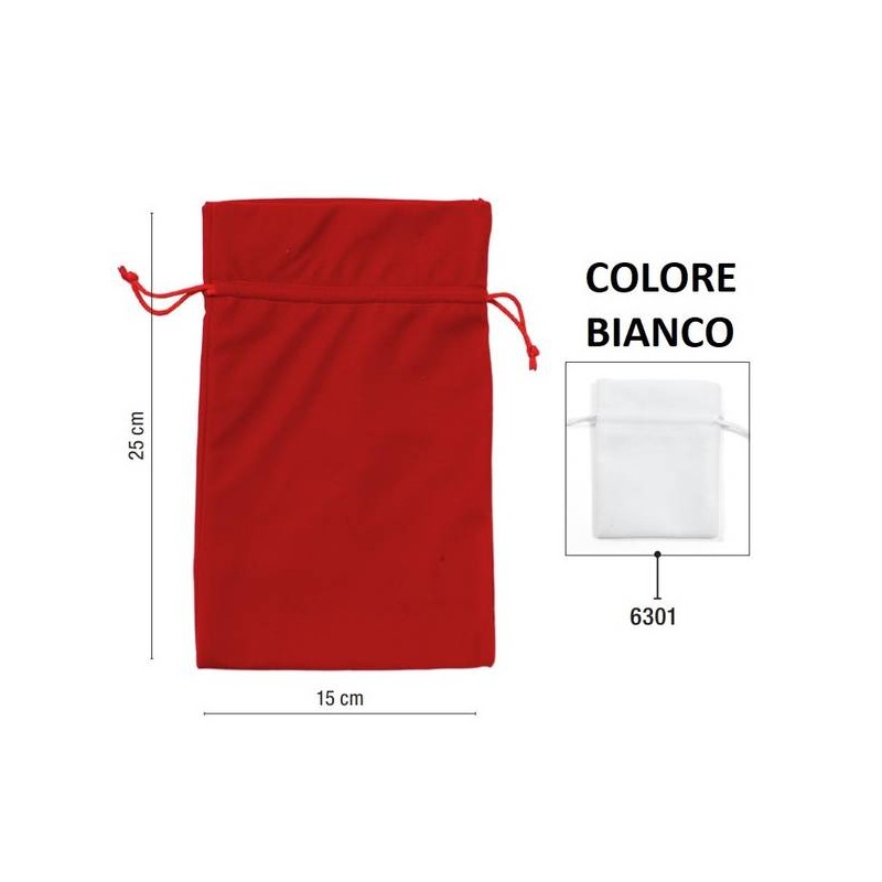 VELVET BAGS SACCHETTI VELLUTO 15x25 6301-BIANCO 5pz