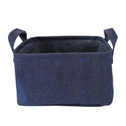CESTELLO COTONE BLU C/MANIGLIE 20x16x13cm COT02483